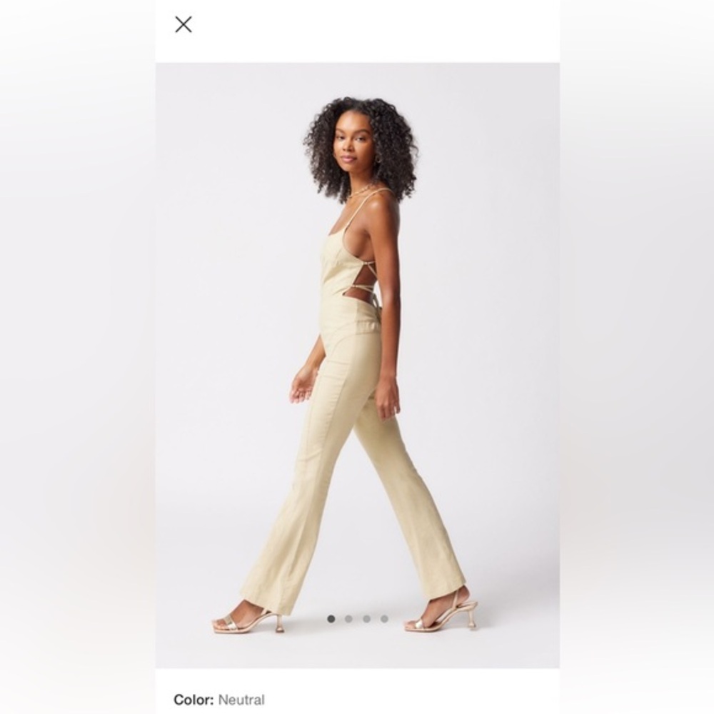 UO Chandler Linen Strappy-Back Jumpsuit NWT